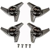 Viking Horns Spin-1 Fluted Chrome Plated Wheel Spinners Set (4 Piece) with Stick-on Emblems