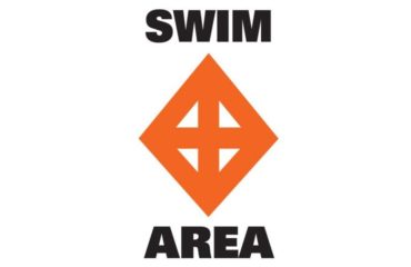 Which symbol on a regulatory marker is used to mark a swimming area