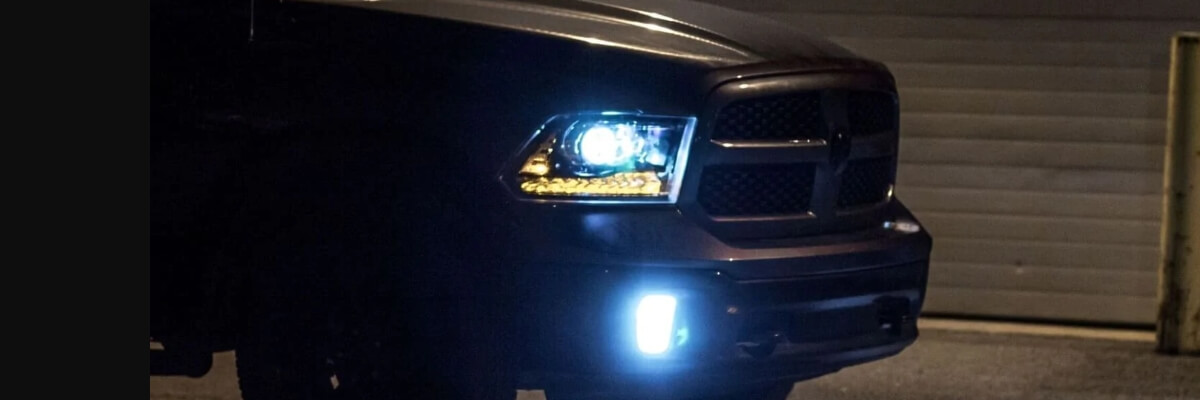 Dodge Ram with 6000K LED headlights and fog lights